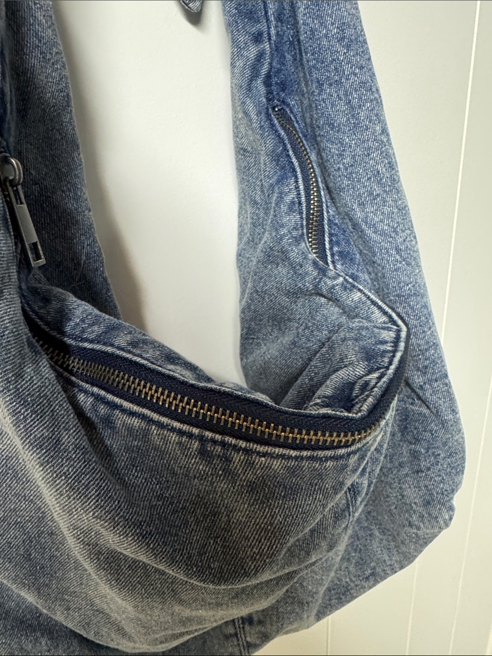 Washed Blue Denim Shoulder Hobo Bag - Picture 5 of 5